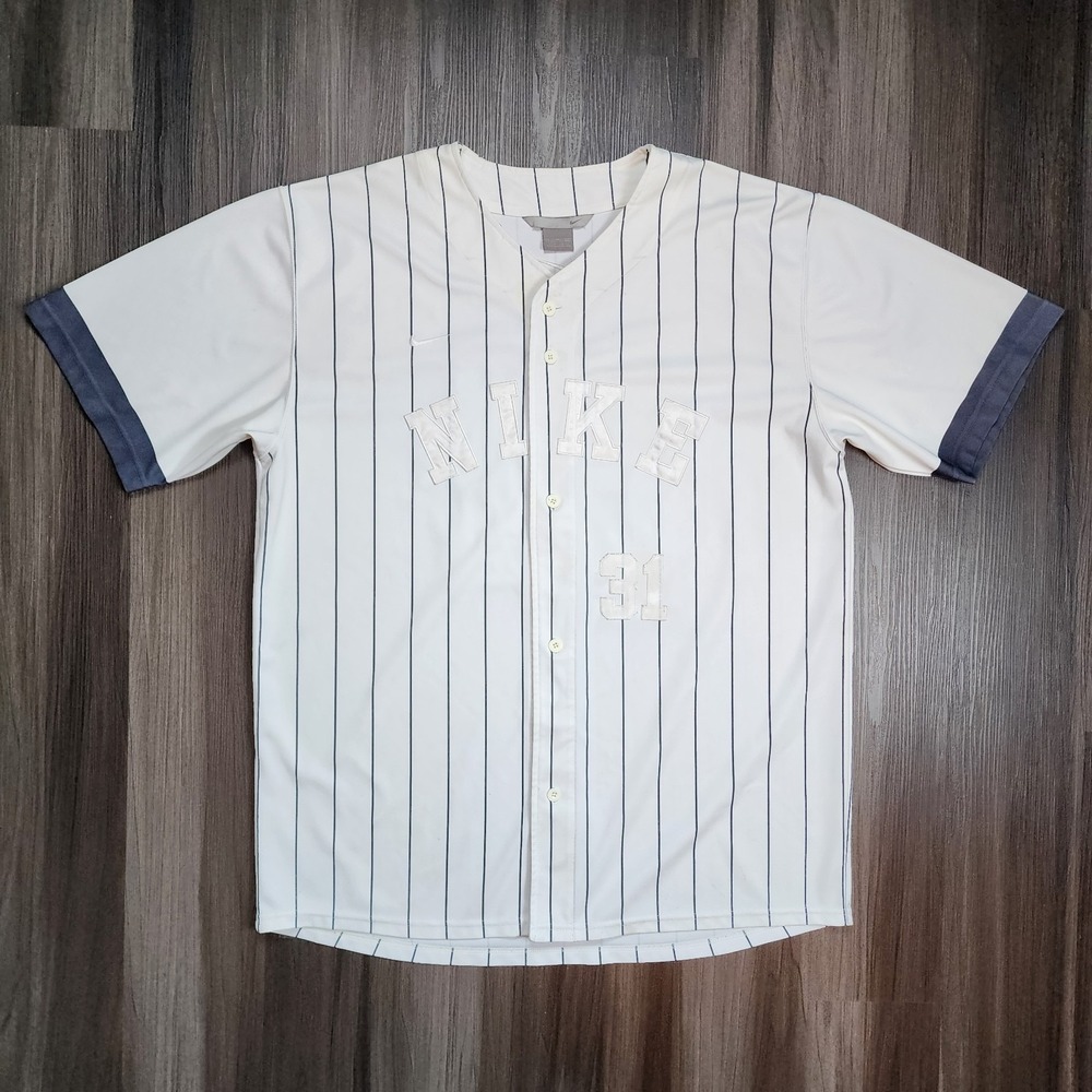 Nike White Pinstripe Baseball Jersey #31 Men's Size 2XL New York Yankees MLB